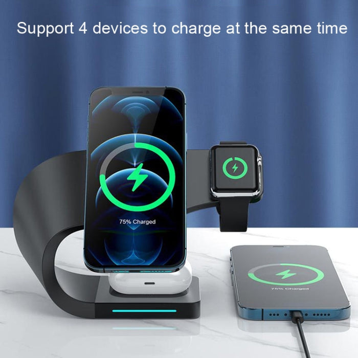 LFX-178 Cargador inalámbrico 4 en 1 para iPhone 12/13, iWatch y AirPods