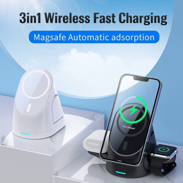 Estante de carga inalámbrico magnético vertical 3 en 1 para iPhone 12/13 y iWatch y AirPods
