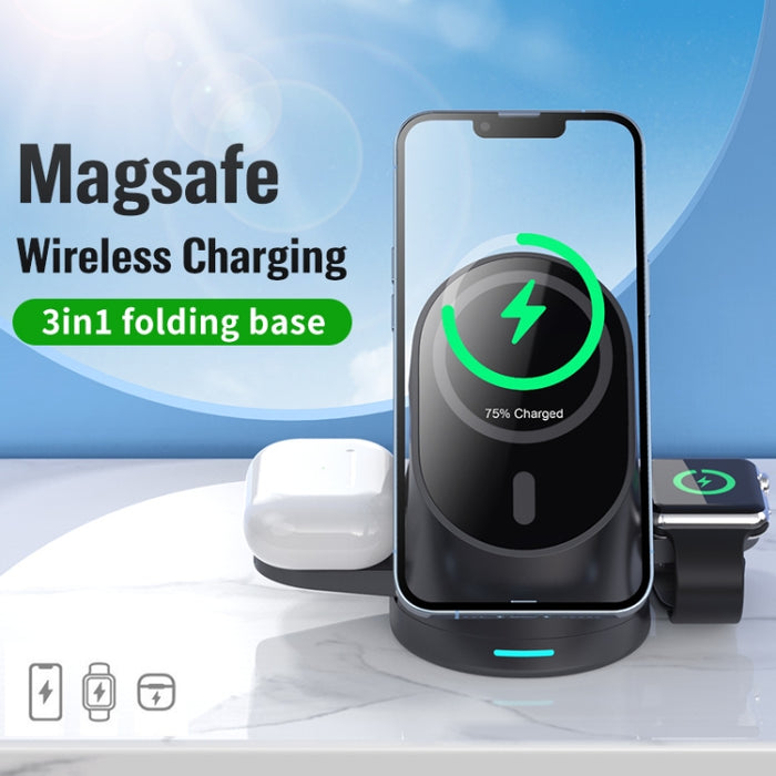 Estante de carga inalámbrico magnético vertical 3 en 1 para iPhone 12/13 y iWatch y AirPods