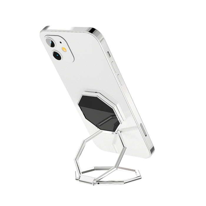 Soporte de teléfono plegable para tableta de escritorio de coche con succión magnética giratoria en vivo con hebilla de anillo de Metal