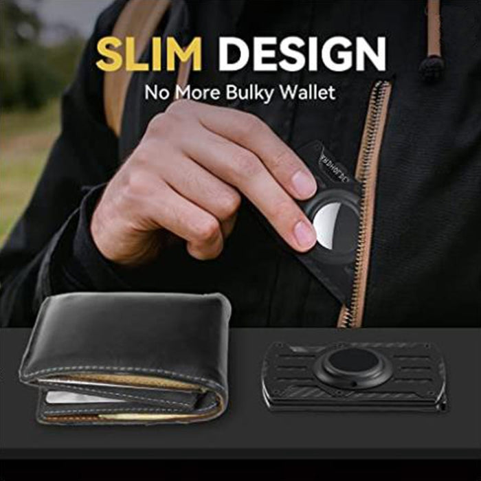 Hombres Ultra Slim Tracker Tarjetero RFID Metal Tarjetero para AirTag