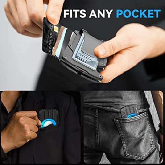 Hombres Ultra Slim Tracker Tarjetero RFID Metal Tarjetero para AirTag