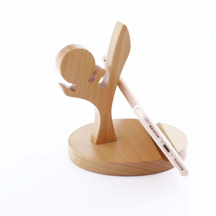 Soporte para teléfono móvil de madera Soporte para teléfono móvil perezoso de haya, estilo: