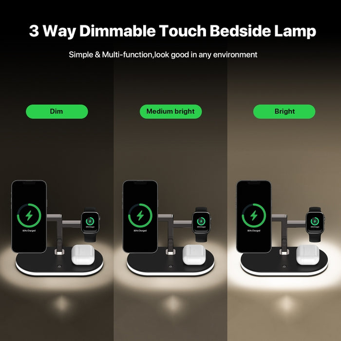 UD23 15W 3 en 1 cargador inalámbrico de escritorio de aleación de aluminio, para iPhone 12/13 y iWatch y AirPods
