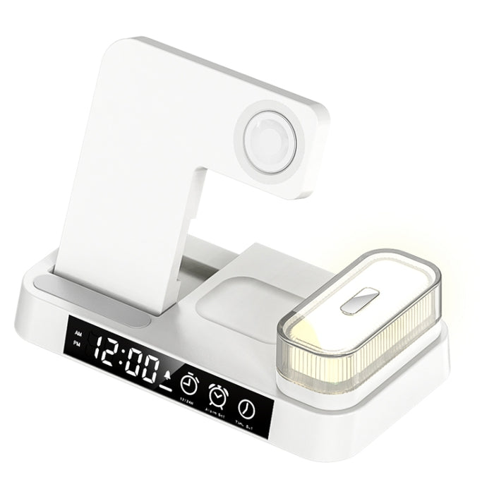 Soporte para teléfono con carga inalámbrica 3 en 1 A37 30W con luz nocturna RGB y función de despertador