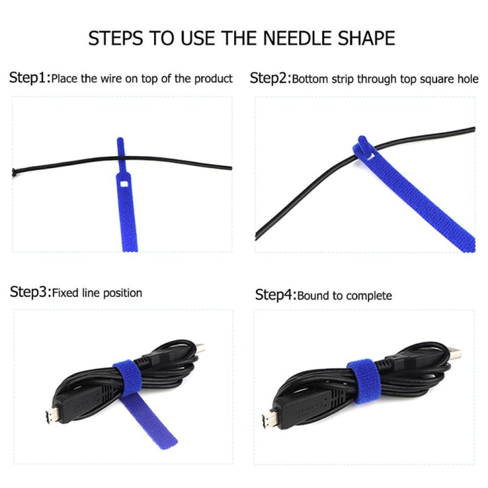 50 Uds. Organizador de cables de datos autoadhesivo con forma de aguja, paquetes coloridos
