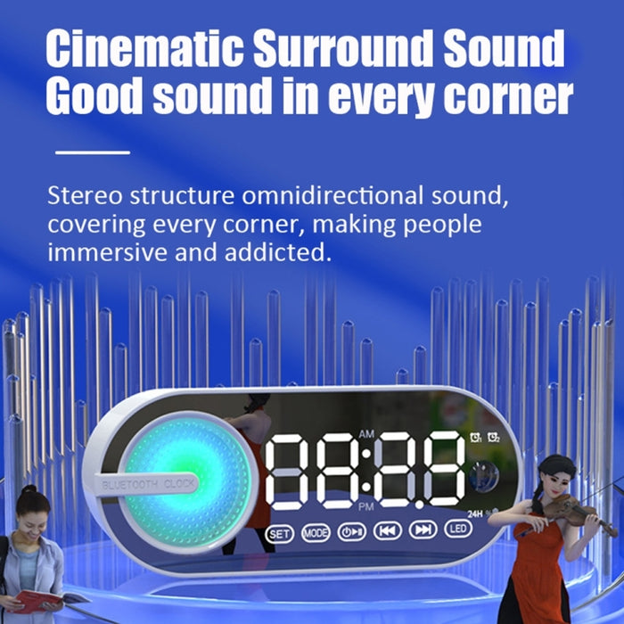 RBT-G30 Espejo Colorido Efecto de luz Subwoofer Bluetooth Despertador Audio, Especificaciones: