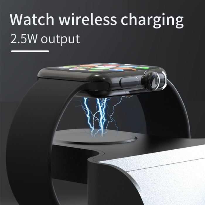H27 15W 6 en 1 con función de reloj Cargador inalámbrico de teléfono magnético para iWatch / AirPods