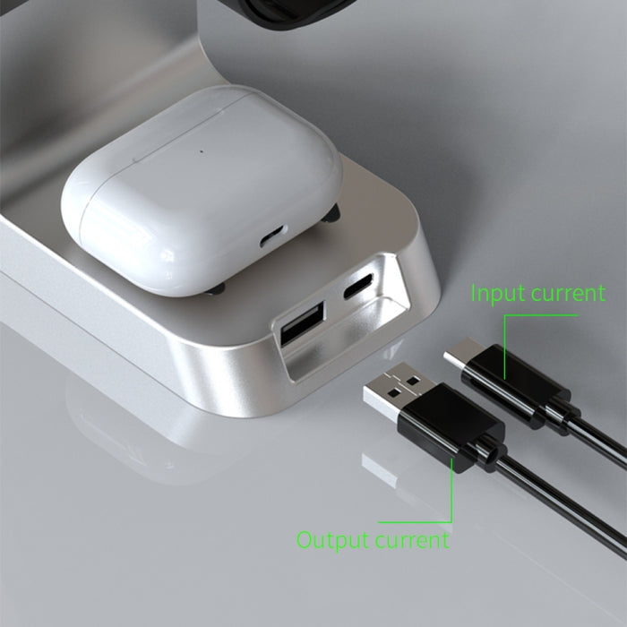 H27 15W 6 en 1 con función de reloj Cargador inalámbrico de teléfono magnético para iWatch / AirPods