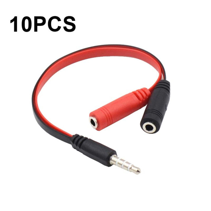 10 PCS Y-1001 20cm 3.5mm Car Audio Computer Auriculares Micrófono 2 en 1 Cable adaptador