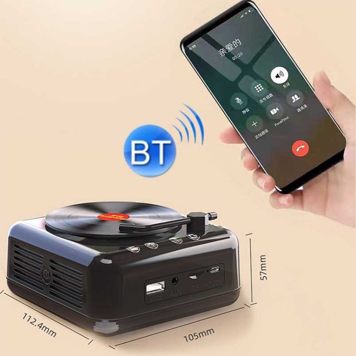 Mini altavoz Bluetooth con forma de reproductor de discos de vinilo retro H3