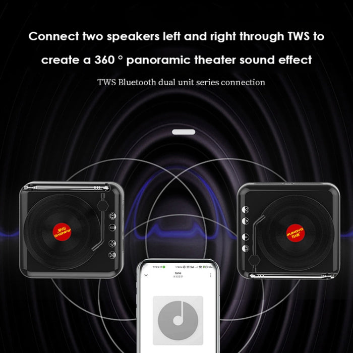Mini altavoz Bluetooth con forma de reproductor de discos de vinilo retro H3