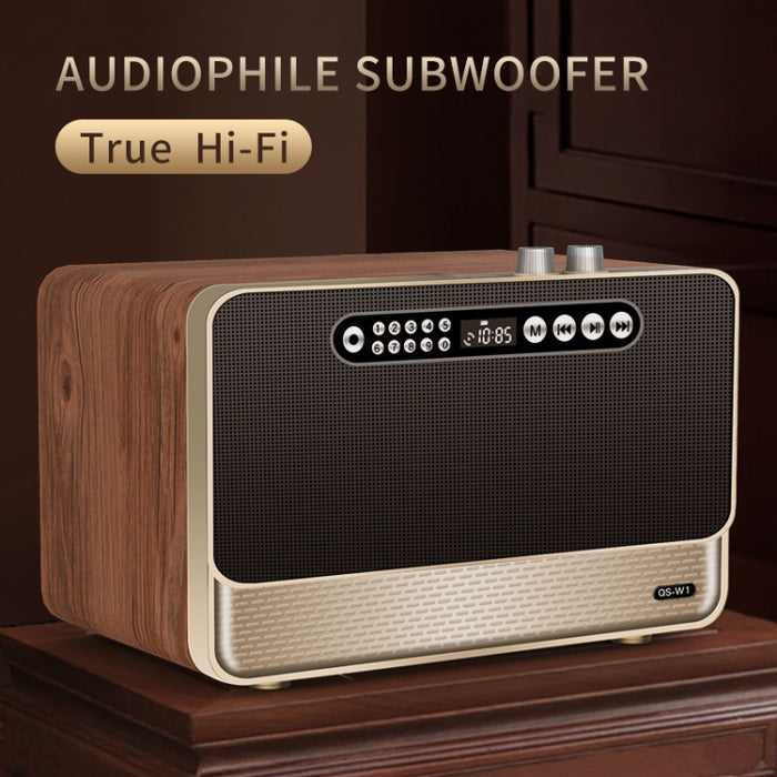 Altavoz Bluetooth inalámbrico de escritorio con efecto de sonido HIFI de madera W1