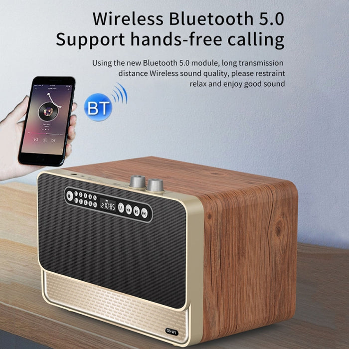 Altavoz Bluetooth inalámbrico de escritorio con efecto de sonido HIFI de madera W1