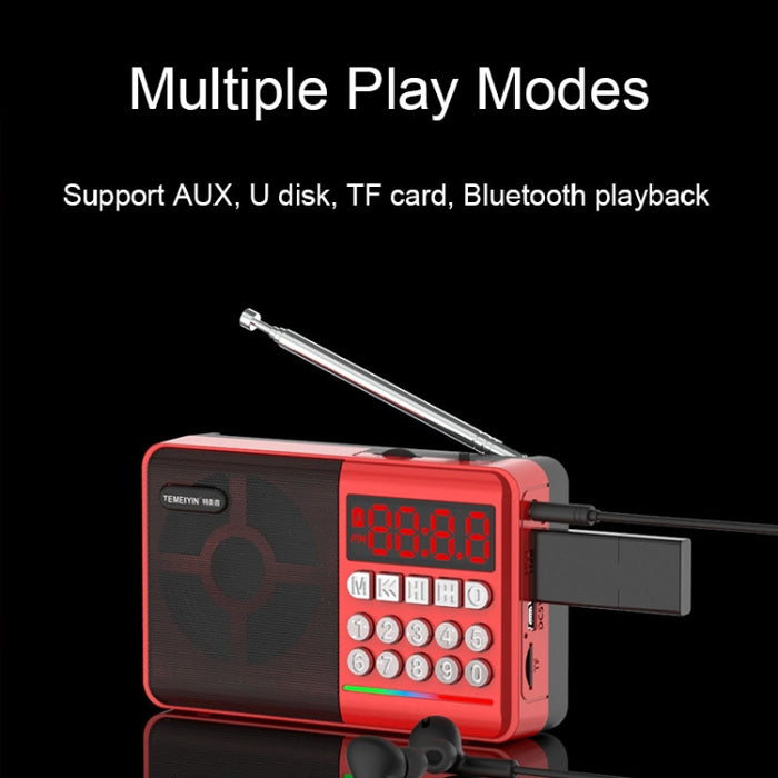 TEMEIYIN LED Tarjeta de pantalla digital Bluetooth Radio Altavoz Ejercicio matutino Reproductor portátil