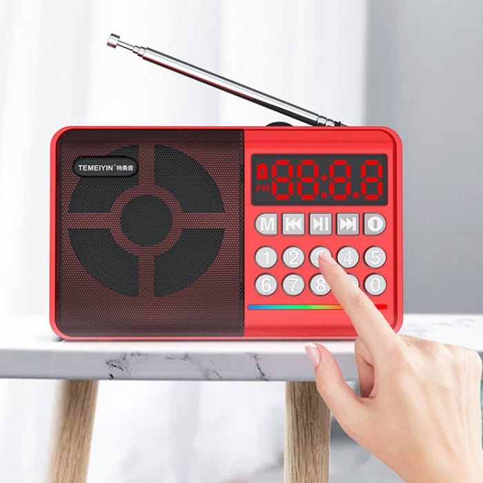 TEMEIYIN LED Tarjeta de pantalla digital Bluetooth Radio Altavoz Ejercicio matutino Reproductor portátil