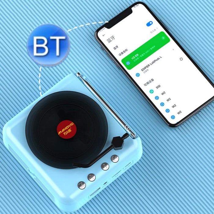 Manovo H3 Macaron Reproductor de discos de vinilo Altavoz Bluetooth Radio estéreo retro