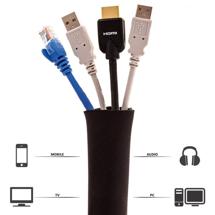 Kit organizador de gestión de cables Funda para cables con cremallera Clip para cables