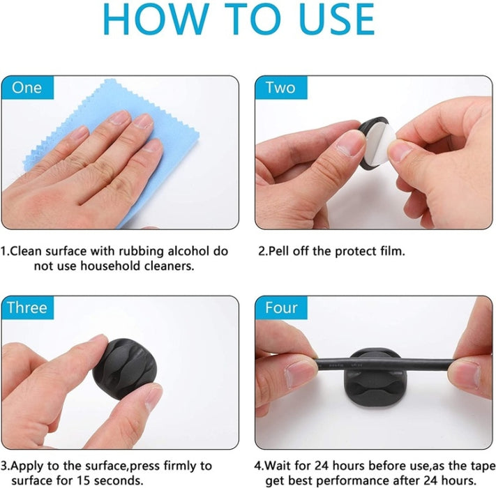Kit organizador de gestión de cables Funda para cables con cremallera Clip para cables