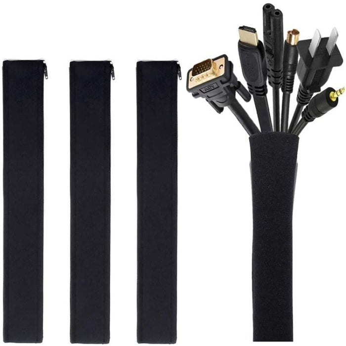 Kit organizador de gestión de cables Funda para cables con cremallera Clip para cables