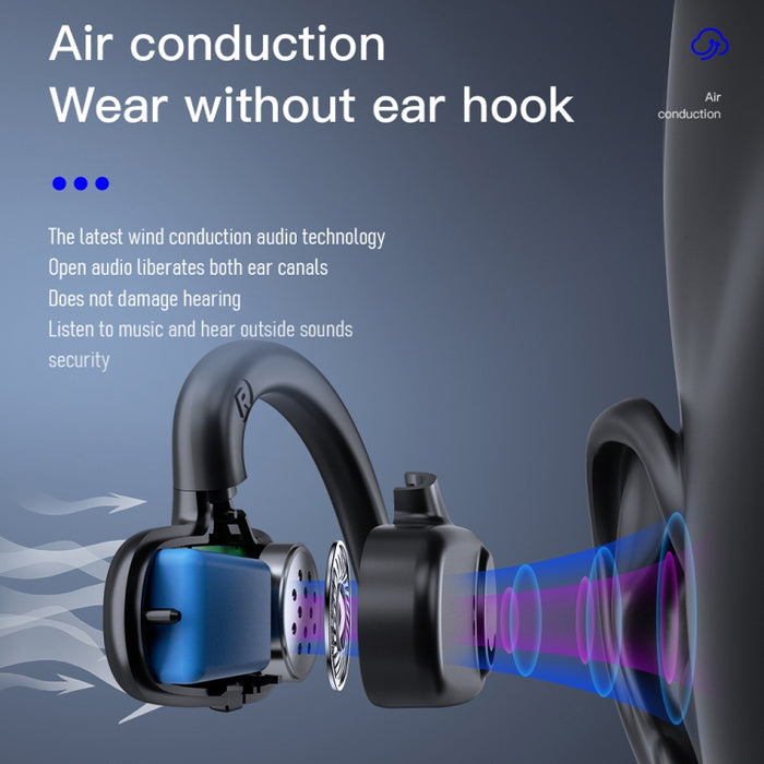Conceptos de conducción ósea Auriculares estéreo Bluetooth con pantalla digital, estilo: