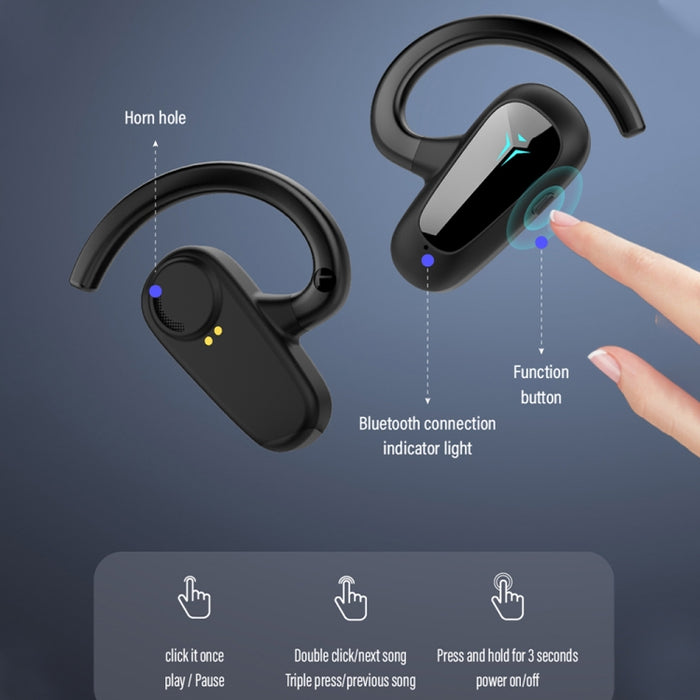 Conceptos de conducción ósea Auriculares estéreo Bluetooth con pantalla digital, estilo: