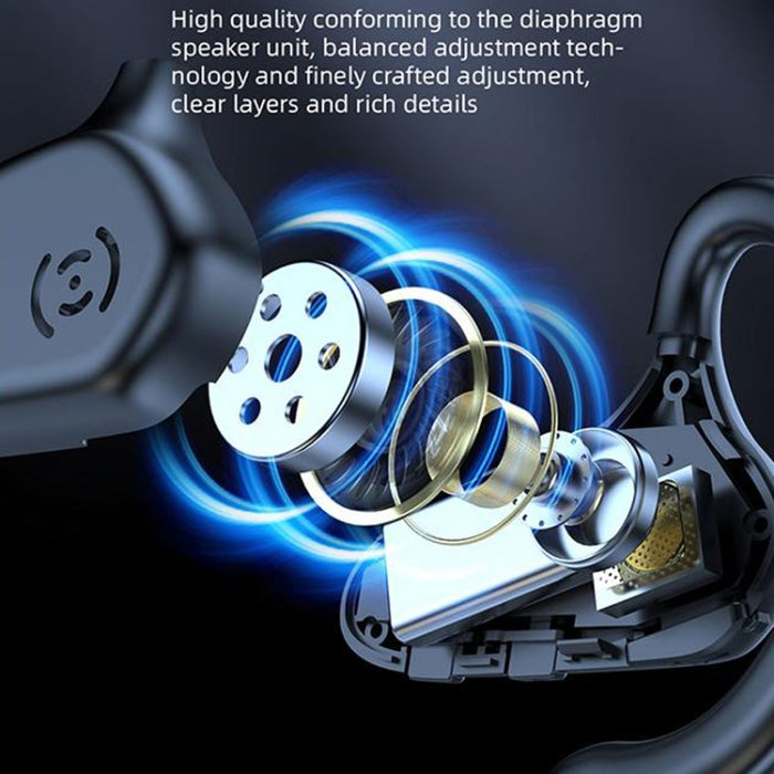 YX02 con pantalla digital Auriculares Bluetooth de conducción ósea del oído colgante