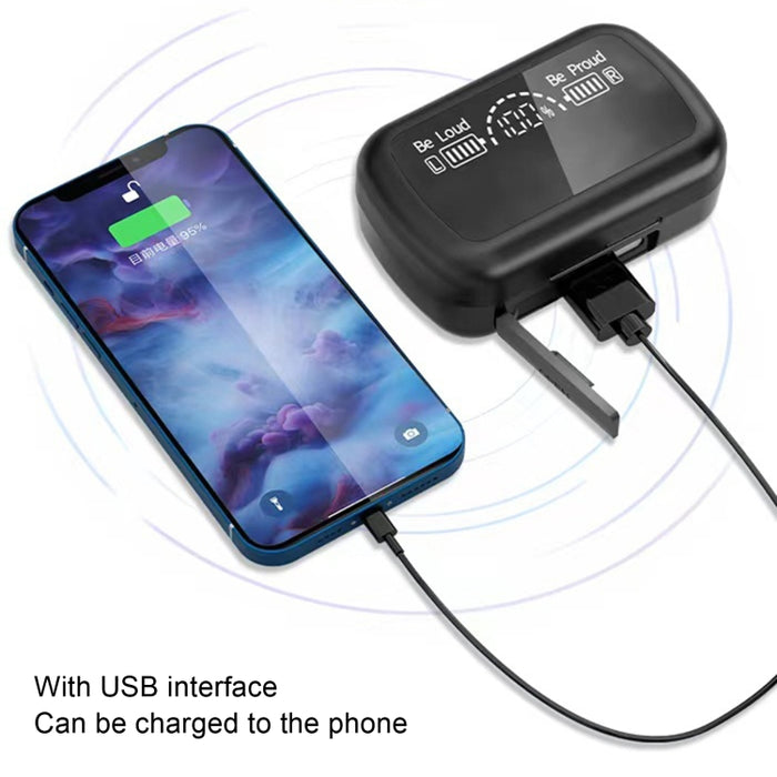SKY10 Papelera de carga Pantalla digital estéreo Mini auricular Bluetooth invisible