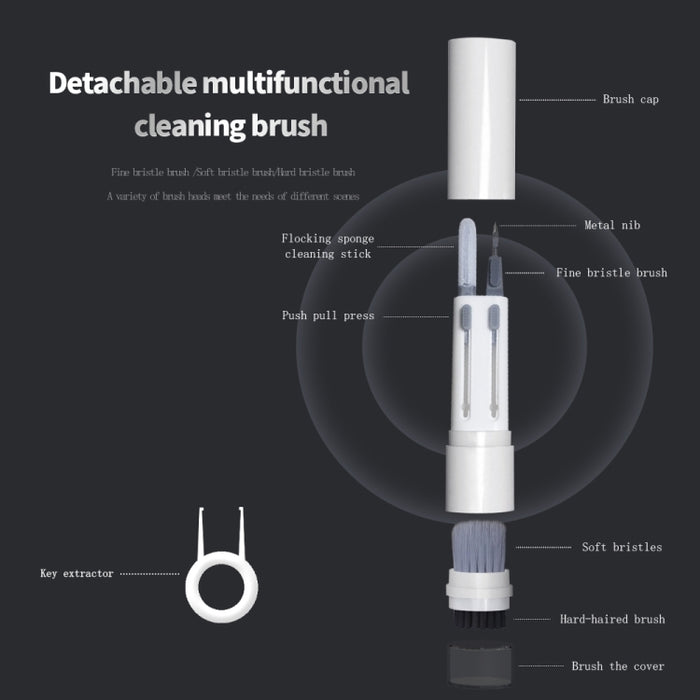 SYT-05 6-en-1 Auricular Bluetooth Clean Pen Brush Herramienta de limpieza de teclado de computadora