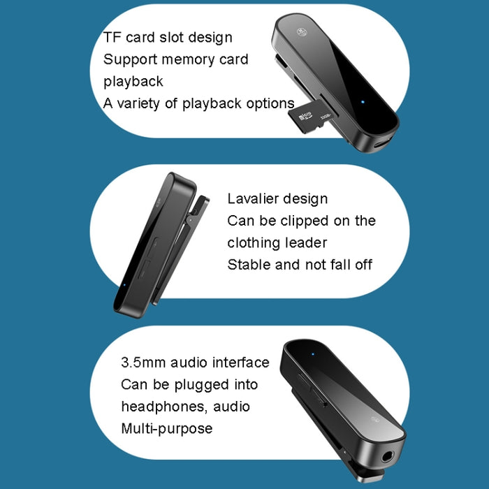 Y2 HiFi Bluetooth 5.3 Receptor de audio Lavalier 3.5mm Convertidor de llamadas de audio Compatible con reproducción de tarjeta TF