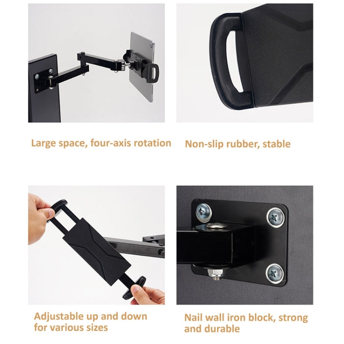 Soporte de pared para tableta, soporte para teléfono móvil, soporte extensible de brazo largo para dispositivos de 4 a 13 pulgadas