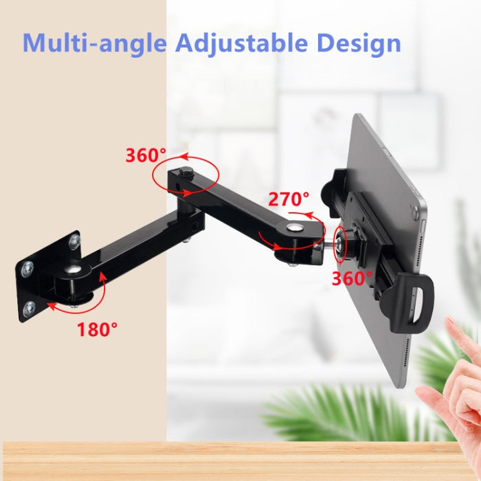 Soporte de pared para tableta, soporte para teléfono móvil, soporte extensible de brazo largo para dispositivos de 4 a 13 pulgadas