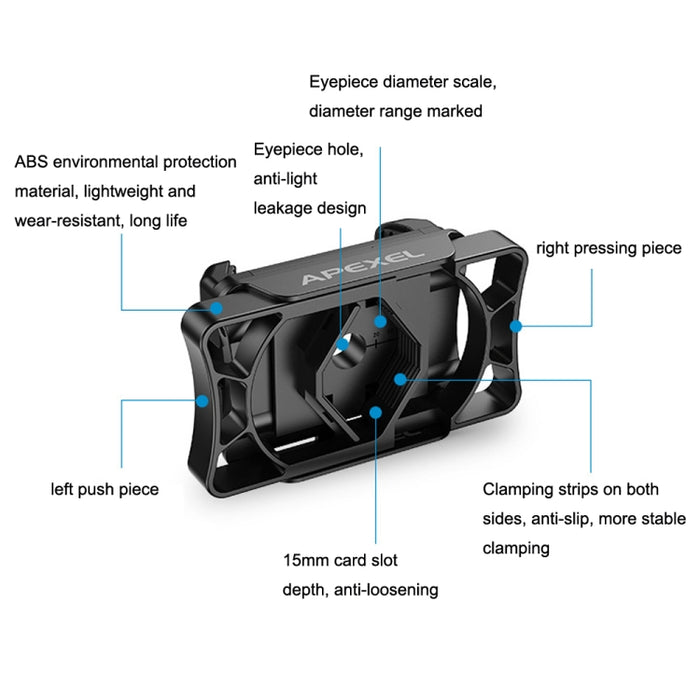 APEXEL APL-F002 Dual Monocular Bird Watching Cámara Universal Ocular Conector Teléfono Accesorios