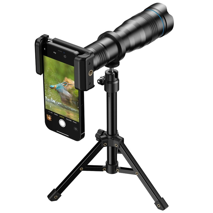 Apexel APL-36XJJ020 36X HD Telescopio Teleobjetivo universal Lente de teléfono + Clip + Juego de trípode
