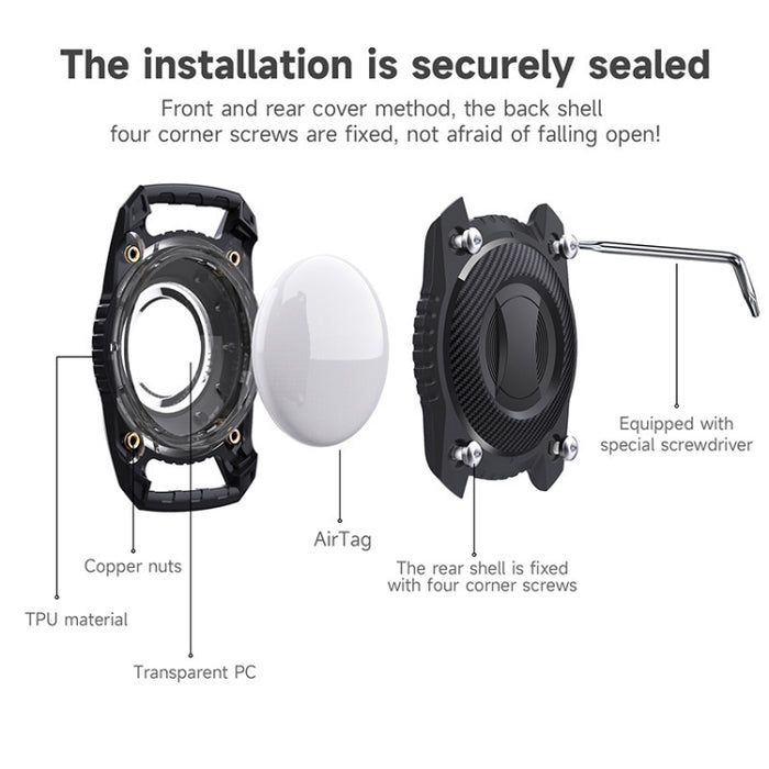 Para AirTag Funda protectora Tres pruebas Todo incluido IPX7 Cubierta de localizador a prueba de agua