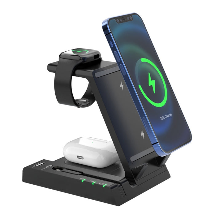 Base de carga inalámbrica 6 en 1 Z252 con puerto USB-C/Tipo-C y cable de carga de 8 pines
