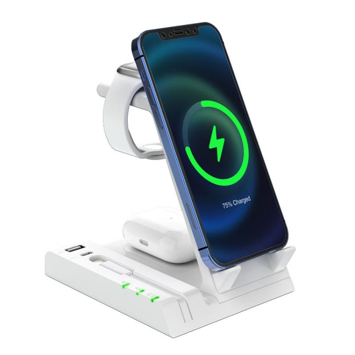 Base de carga inalámbrica 6 en 1 Z252 con puerto USB-C/Tipo-C y cable de carga de 8 pines