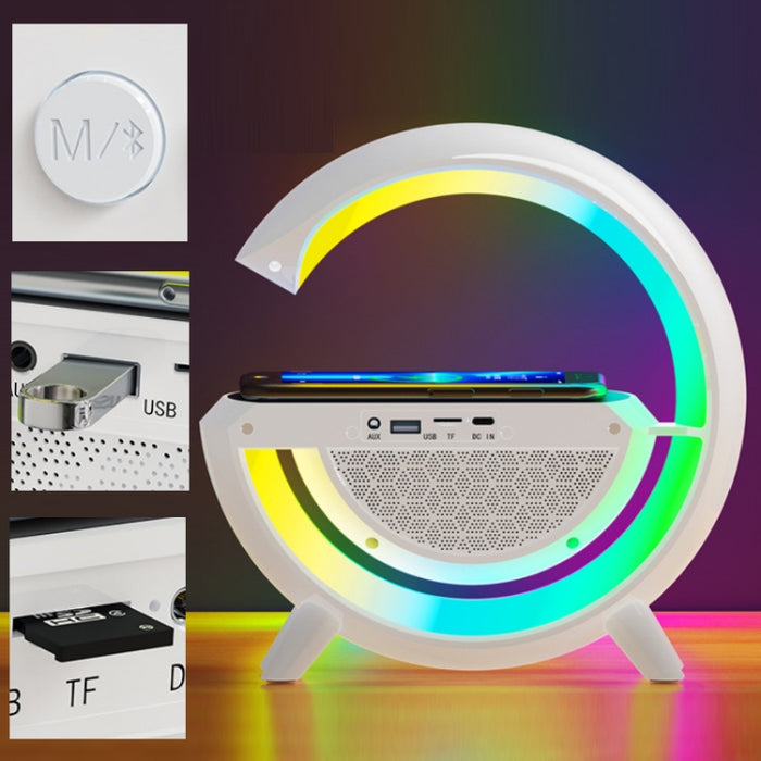 Altavoz Bluetooth con luz ambiental de carga inalámbrica inteligente