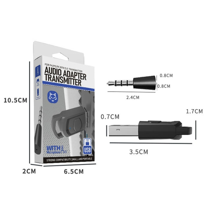 Para PS4 / PS5 / PC HS-PS5101 Adaptador Bluetooth 5.0 Receptor de audio Transmisor de auriculares inalámbricos