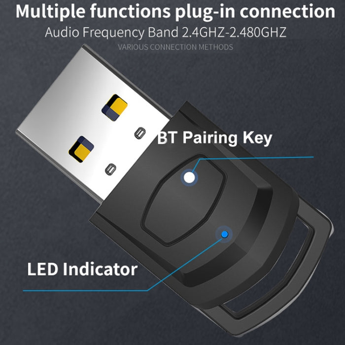 Para PS4 / PS5 / PC HS-PS5101 Adaptador Bluetooth 5.0 Receptor de audio Transmisor de auriculares inalámbricos