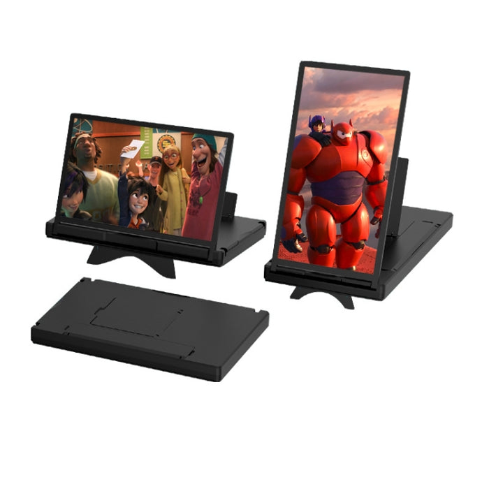 Amplificador de pantalla de teléfono móvil vertical horizontal con lente HD dual de 12 pulgadas