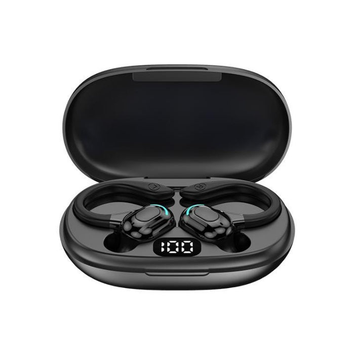 Auriculares Bluetooth inalámbricos estéreo con oreja colgante F8 con contenedor de carga, With Charging Bin(Black Double Ear), With Charging Bin(Red Double Ear), With Charging Bin(Green Double Ear), With Charging Bin(Blue Double Ear)