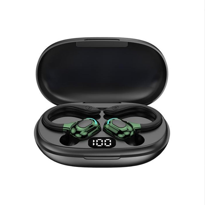 Auriculares Bluetooth inalámbricos estéreo con oreja colgante F8 con contenedor de carga, With Charging Bin(Black Double Ear), With Charging Bin(Red Double Ear), With Charging Bin(Green Double Ear), With Charging Bin(Blue Double Ear)