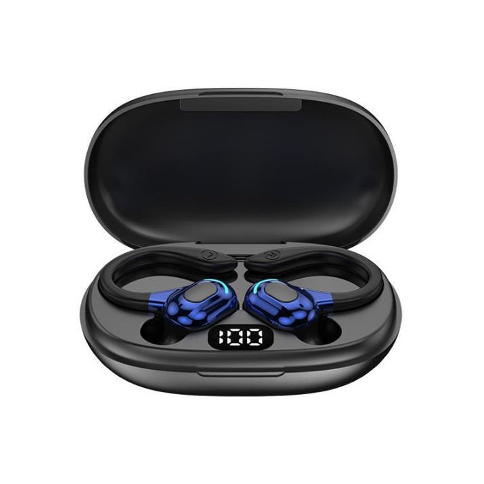Auriculares Bluetooth inalámbricos estéreo con oreja colgante F8 con contenedor de carga, With Charging Bin(Black Double Ear), With Charging Bin(Red Double Ear), With Charging Bin(Green Double Ear), With Charging Bin(Blue Double Ear)