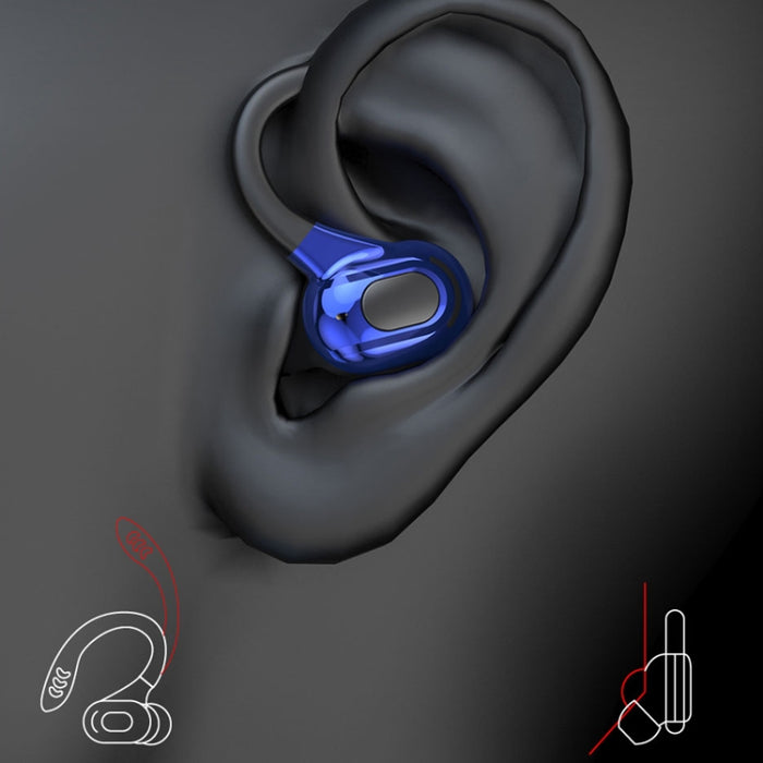 Auriculares Bluetooth inalámbricos estéreo con oreja colgante F8 con contenedor de carga, With Charging Bin(Black Double Ear), With Charging Bin(Red Double Ear), With Charging Bin(Green Double Ear), With Charging Bin(Blue Double Ear)