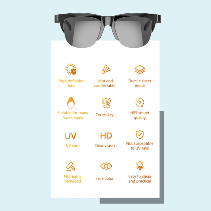 Gafas de sol inteligentes con Bluetooth 5.3, auriculares inalámbricos, gafas de sol antipolarizadas con luz antifuerte