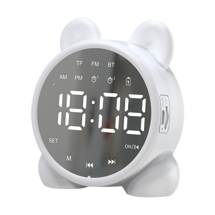 P1 Mini Tarjeta Reloj Espejo Altavoz Bluetooth Inalámbrico con Radio FM