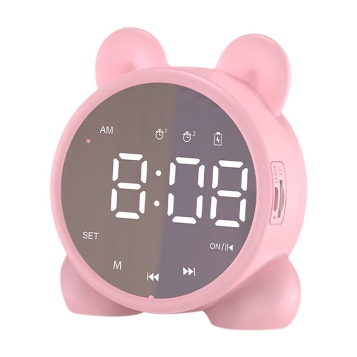 P1 Mini Tarjeta Reloj Espejo Altavoz Bluetooth Inalámbrico con Radio FM