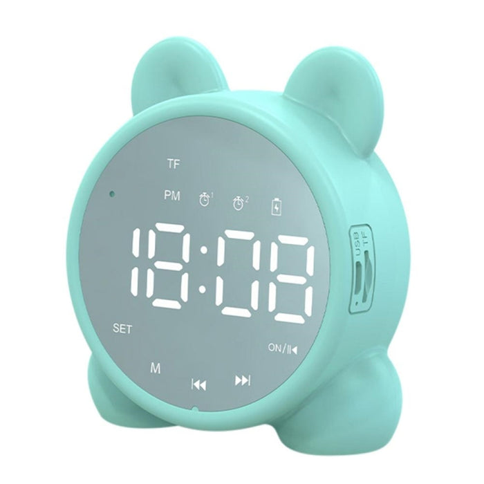 P1 Mini Tarjeta Reloj Espejo Altavoz Bluetooth Inalámbrico con Radio FM
