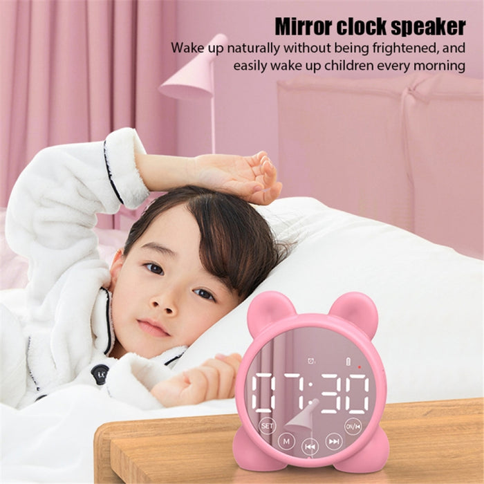 P1 Mini Tarjeta Reloj Espejo Altavoz Bluetooth Inalámbrico con Radio FM